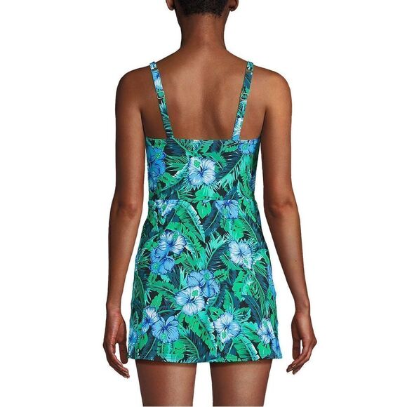 Land's End tulip wrap mini swim dress one piece Emerald Green size large 14-16 - Picture 4 of 6
